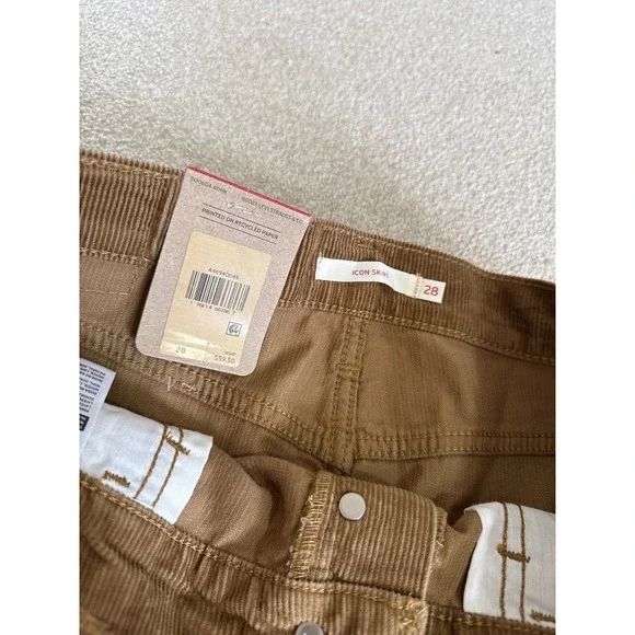 Levi's Icon Skirt Corduroy Brown A Line Button Fly Mini Juniors Size 28 - Picture 11 of 11
